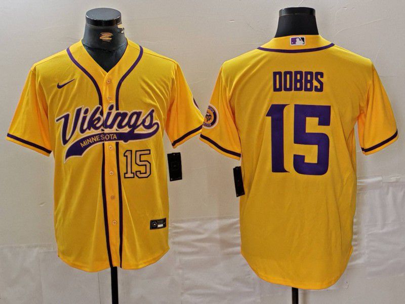 Men Minnesota Vikings #15 Dobbs Yellow Joint Name 2024 Nike Limited NFL Jersey style 5->minnesota vikings->NFL Jersey